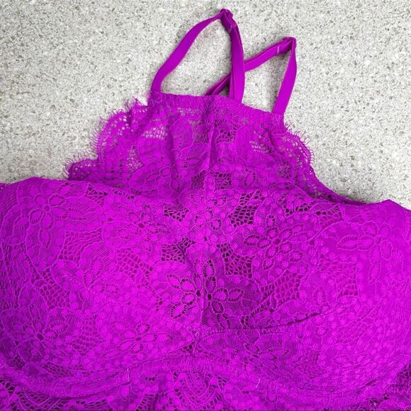 PINK Victoria Secret High Neck Eyelash Bralette Bra - Picture 3 of 10